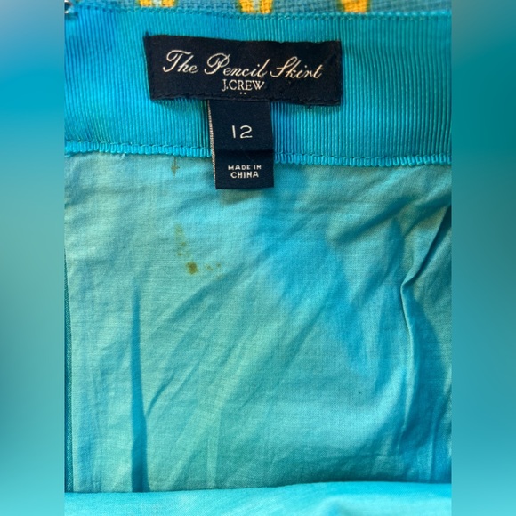 J. Crew “The Pencil Skirt” Basketweave Cotton Multi Color Aztec Design (12) - Picture 9 of 9